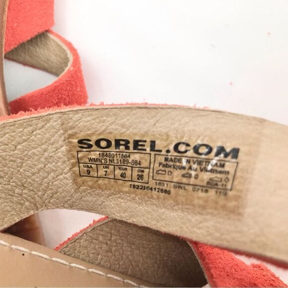 Sorel ELLA Orange Woven Suede Leather Slide Sandals - Picture 13 of 13